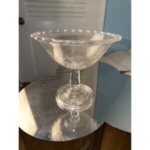 Vintage Earl American Pressed Glass Footed Bowl “Cupid & Venus” Pattern 8”